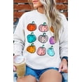 thumbnail image 2 of Casual Long Sleeve Crew Neck Sweatshirt - Beige with Pumpkin Print, 2 of 12