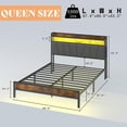 thumbnail image 7 of Merluxy Queen Size LED Bed Frame, Storage Headboard with Charging Station, Linen Upholstered Headboard,Rustic Brown, 7 of 7