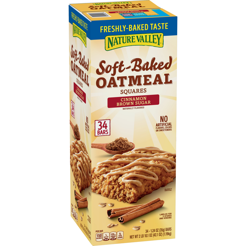 Nature Valley SoftBaked Oatmeal Squares, Cinnamon Brown Sugar, 34 Bars
