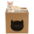 thumbnail image 4 of Cat Cardboard House with Scratch Pads Play & Home Decor for Cat Birthday, Bunny Small Animals Hideout, 4 of 8