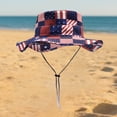 thumbnail image 2 of VNKIDY Mens Womens Usa Star Stripe Print Bucket Hat Adjustable Chin Strap Sun Protection Hat For Independence Day Daily Wear Stylish Hat, 2 of 5