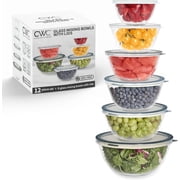 COOK WITH COLOR Mixing Bowls with Lids Set of 12, Glass Mixing Bowls, Nesting Bowls for Meal Prep, Gray
