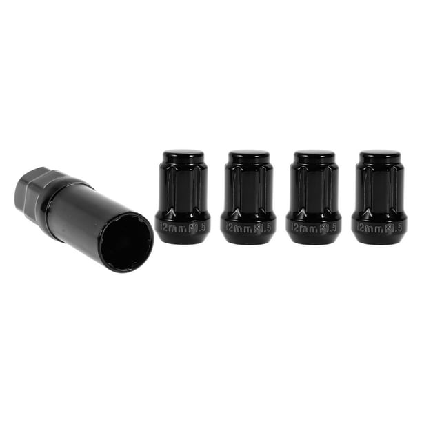 Tuerca de bloqueo de rueda M12x1.5 con tuercas de bloqueo de rueda, llave de socket para Honda para Toyota, herramienta de bloqueo de llantas antirrobo, color negro, 1 juego