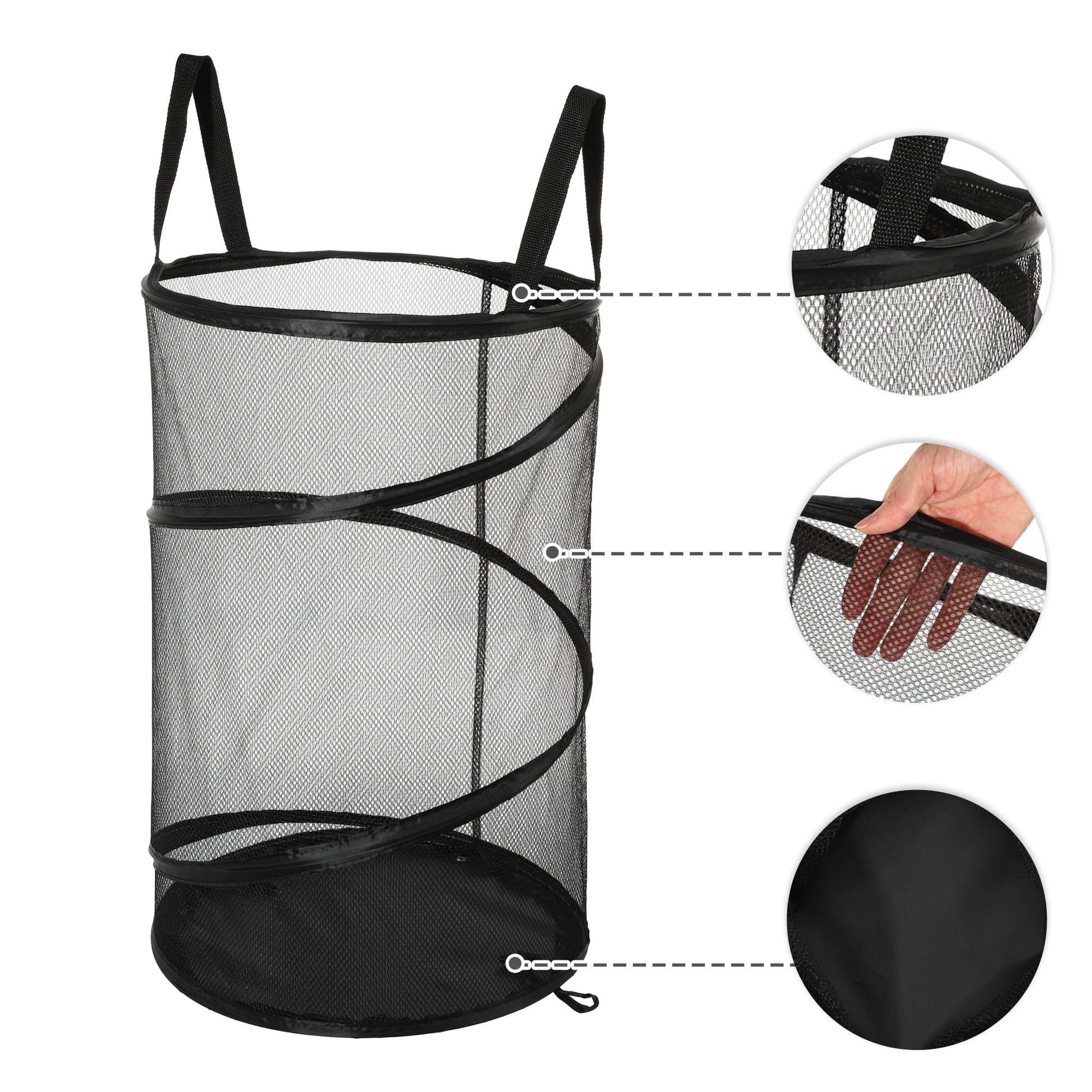 Unique Bargains Folding Laundry Basket for Bathroom 1 Pc Black-30L