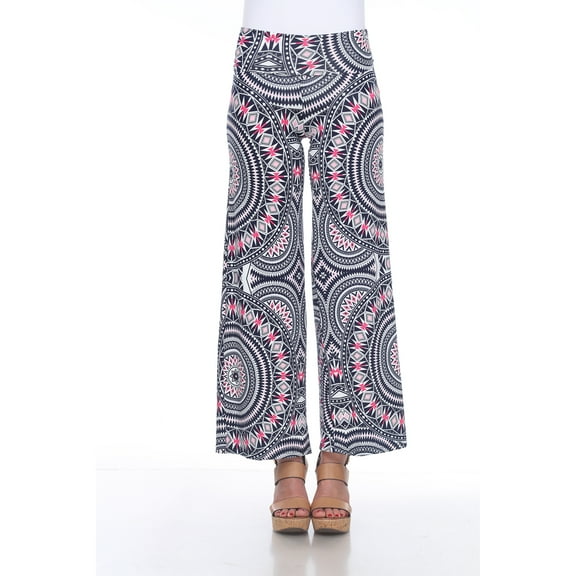 White Mark Women's Multicolor Geometric Palazzo Pants
