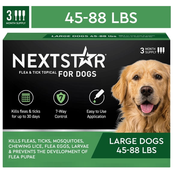 NEXTSTAR Flea & Tick Topical Prevention for Dogs 45-88 lbs, 3-Month Supply