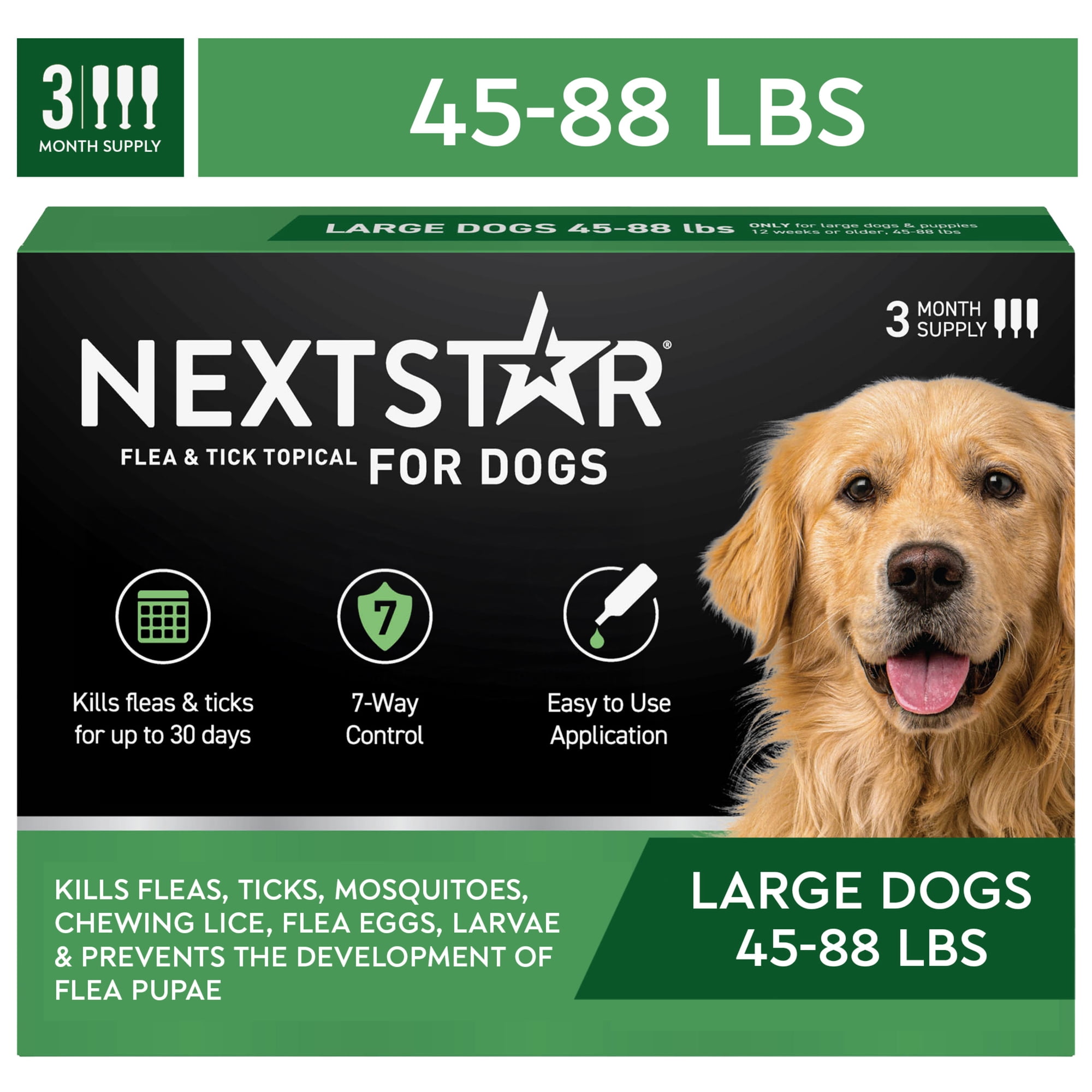 NEXTSTAR Flea & Tick Topical Prevention for Dogs 45-88 lbs, 3-Month Supply