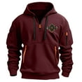 thumbnail image 2 of Jinhomg Quarter Zip Men Hoodies Pullover Trendy Graphic Hooded Sweatshirt Mid Weight Multi Pocket Long Sleeve Athletic Tops Todays Wine S, 2 of 5