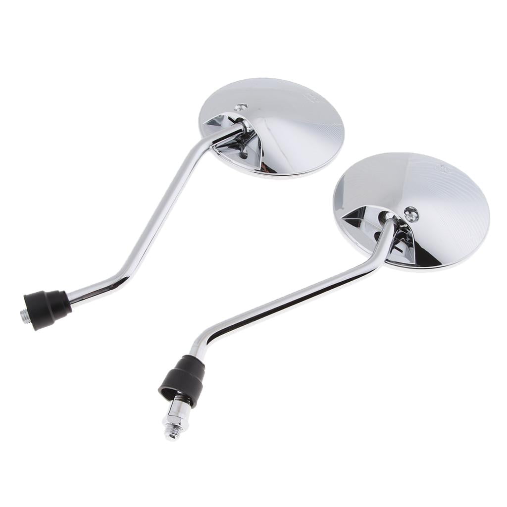 Round Rear View Side Mirrors For Motorcycle Cruiser Chopper ATV Scooter 10mm