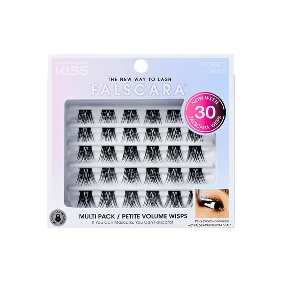 KISS Falscara Multipack, Lash Clusters, Petite Volume Wisps, 12mm-14mm-16mm, 30 Wisps