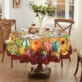thumbnail image 2 of Round Fall Tablecloth, Fall Round Tablecloth 60 Inch, Autumn Pumpkin Thanksgiving Tablecloth Round, Fall Table Cover Round, 2 of 5