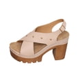 thumbnail image 2 of Platforms Heeled Sandals for Women Open Toe Ankle Strap Summer Dressy Sandals Chunky Block Heel Solid Color Comfort Vintage Trendy Dressy Non Slip Breathable Walking Casual Shoes, 2 of 9