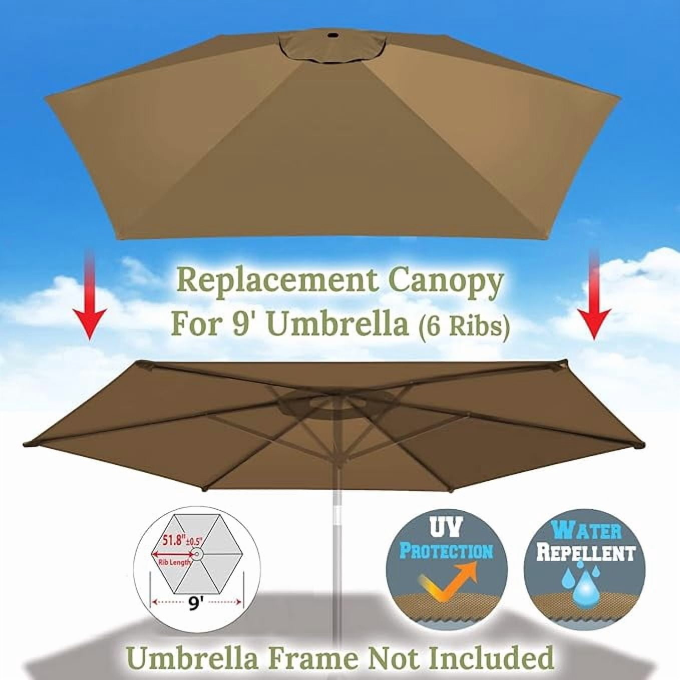 SOLAXO 9ft 6ribs Umbrella Canopy Cover Replacement Top Canopy for Patio Umbrella