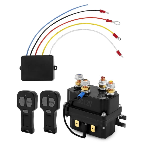 Wireless Winch Remote Control Kit, 12V 250A Winch Solenoid Relay Contactor   12V Wireless Winch Receiver with 2pcs