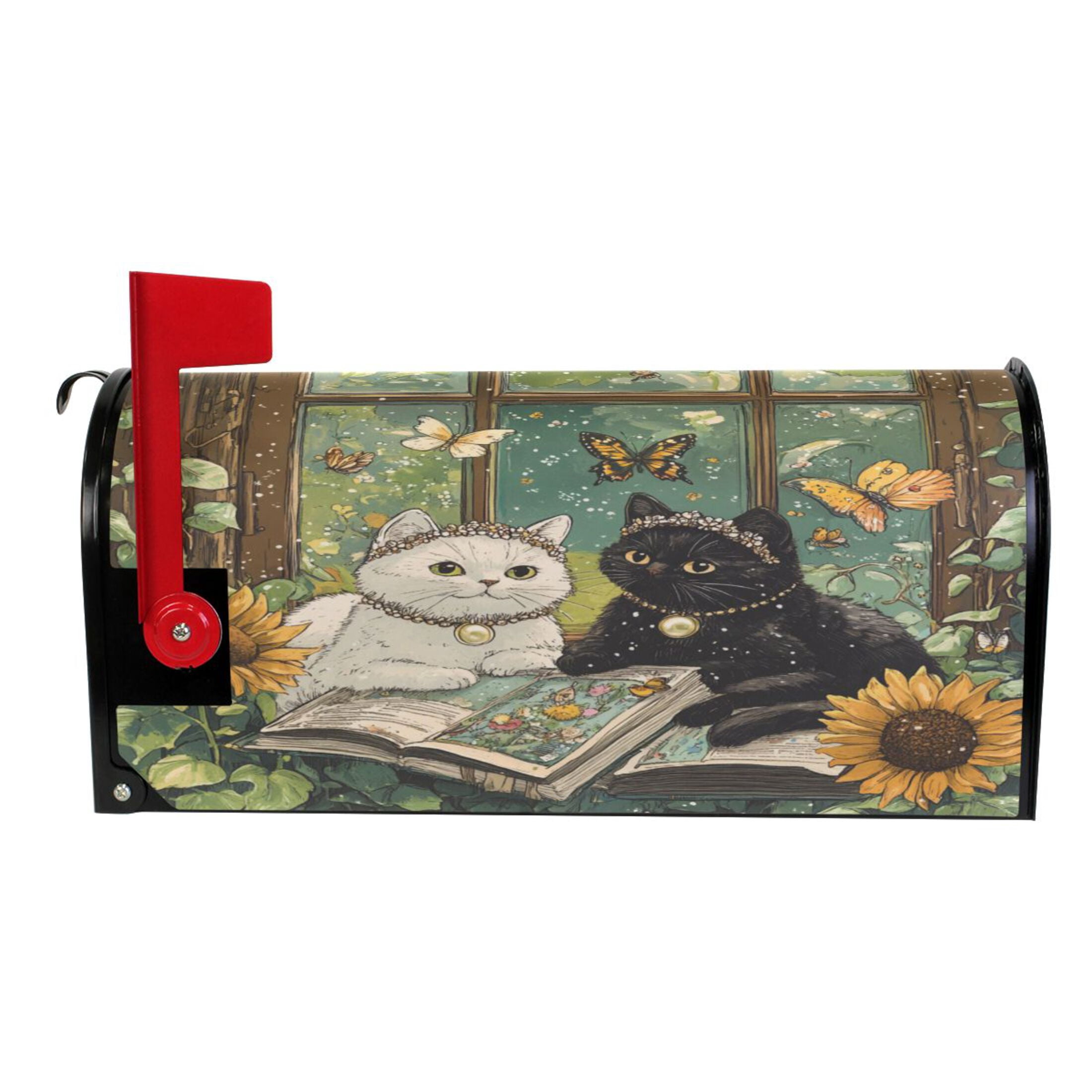 WOBOGO A Collage Of Two Cats Mailbox Cover Magnetic for Garden Yard Home Decor Standard Size 25.4×20.78in
