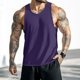 thumbnail image 2 of Camiseta sin mangas de cuello redondo informal de verano para hombre - Top de color liso - Poliéster spandex - Tallas S-XXXXL, 2 of 5