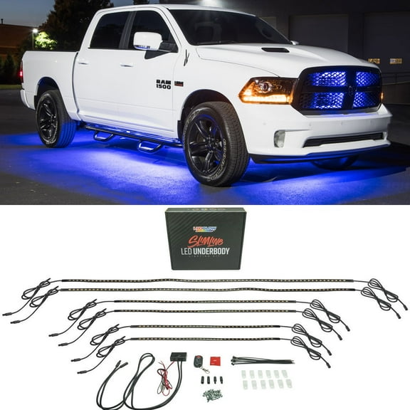 LEDGlow 6pc Blue SMD LED Slimline Truck Underbody Underglow Lighting Kit