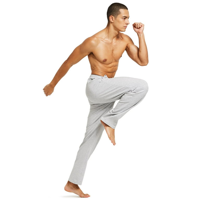 BALEAF Men's Cotton Yoga Sweatpants Open Bottom Joggers Straight