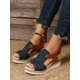 thumbnail image 1 of Sandalias de cuña con boca de pez de estilo europeo y americano de verano, sandalias de mujer de suela gruesa con hebilla de cinturón plisado de gran tamaño, 1 of 6