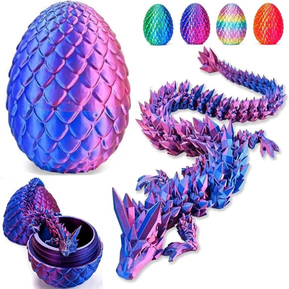 SHIBA-Dragon Egg,Easter Egg,Dragon Eggs with Dragon Inside,12Inch Dragon Toy,3D Printed Dragon Egg Fidget Toys,Adults Fidget Toys Mystery Dragon Egg for Autism/ADHD(Red Mix Blue)