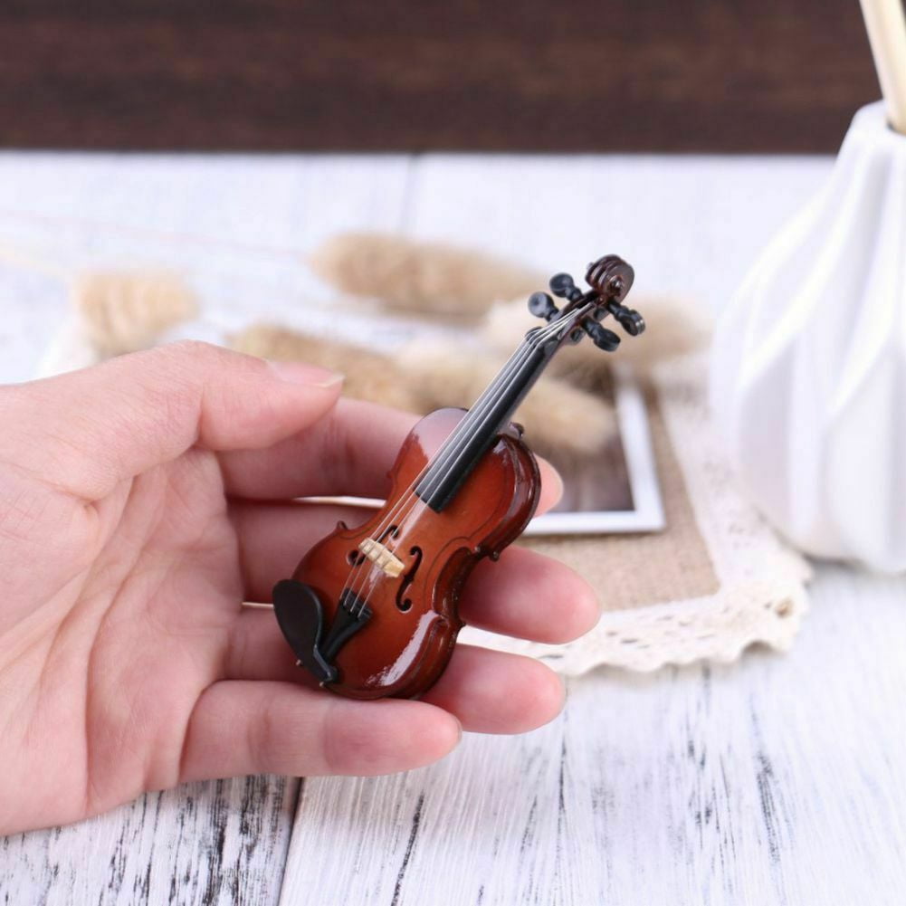 PENGXIANG Mini Violin With Case Music Instrument Gift Wooden Mode Collection Tiny Violin, 25 CM