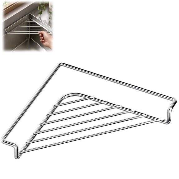 Bisitoy Stainless Steel Corner Sink Shelf with Triangular Open Wire Rack Design,Kitchen Sink Caddy for Sponge, Dishcloth, Small Utensils Storage