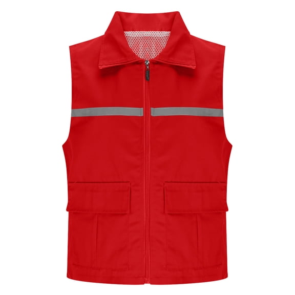 Womens Tank Tops- Mesh Fishing Vest for Women Breathable Lightweight Sleeveless Lapel Collar Work Hiking Travel Vest with Pockets Red L