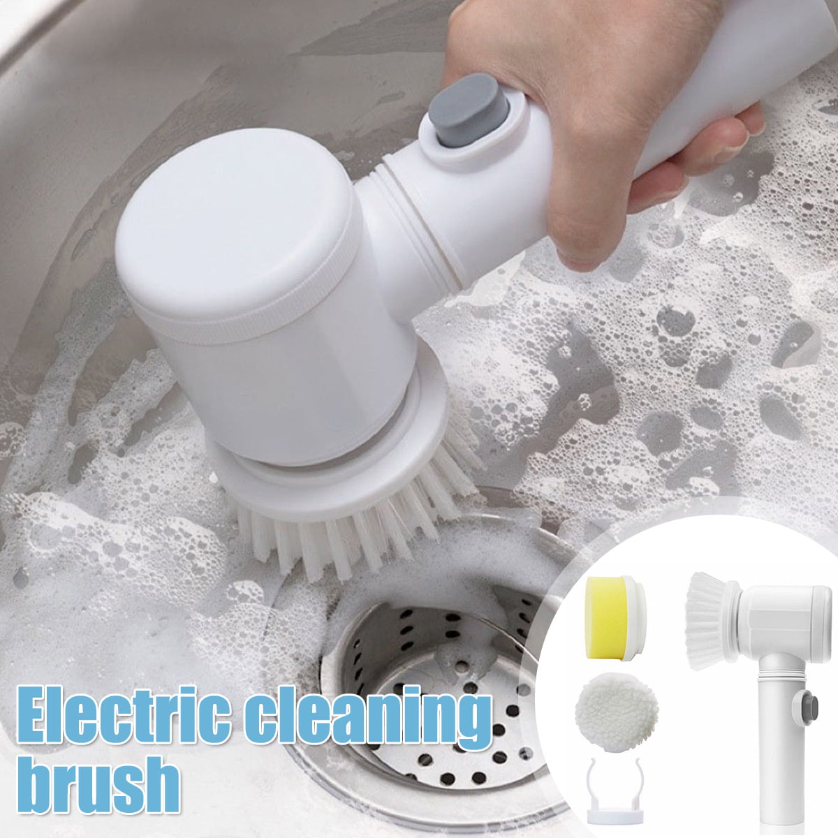 5-in-1 Handheldkitchen Bathroom Sink Cleaning Tool Bathtub Brush 3 Brush  Head Efficient Cleaning Toilet Tub Electric Brush Ns2