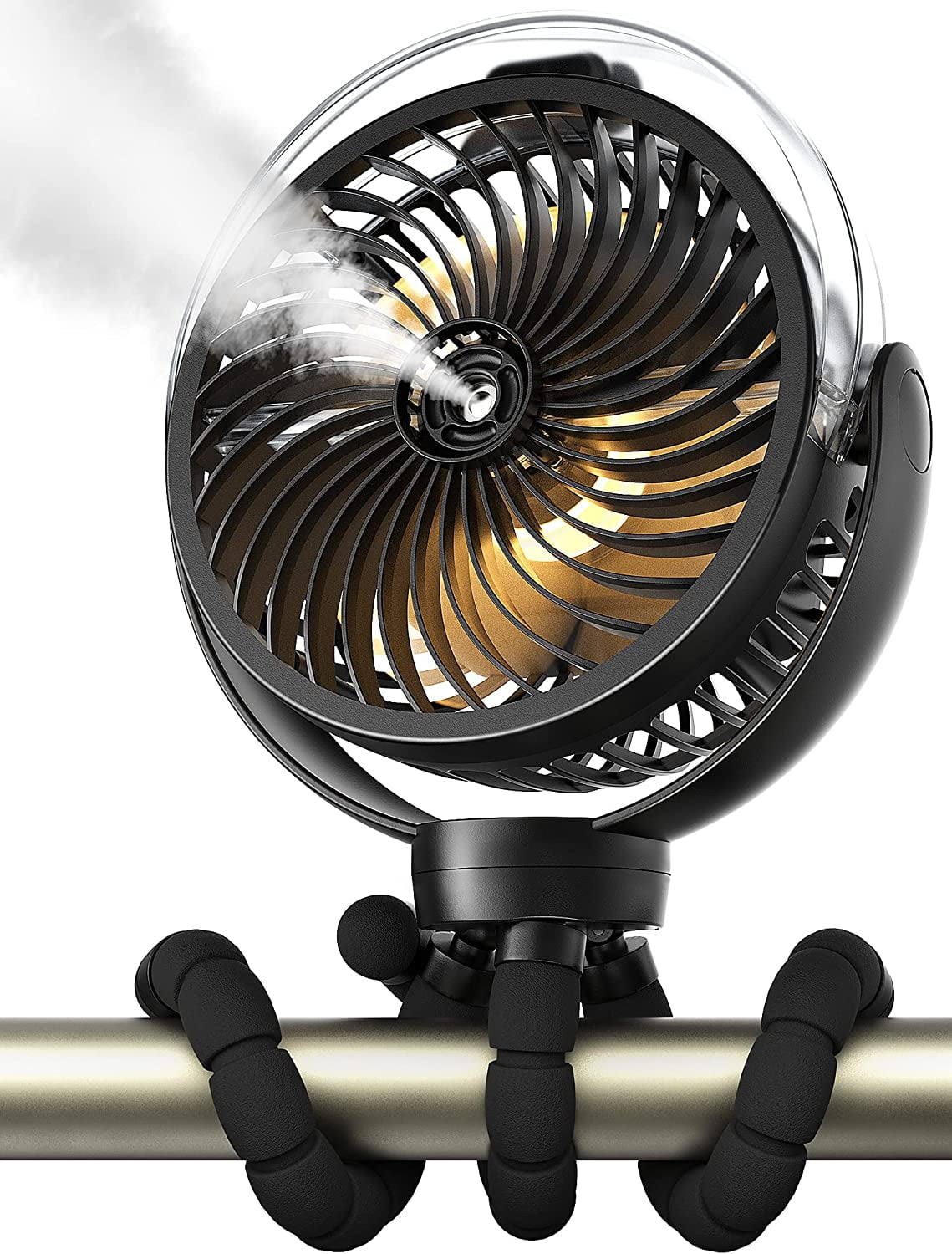 Misting Stroller Fan, 6000mAh Battery Operated Portable Fan with Light