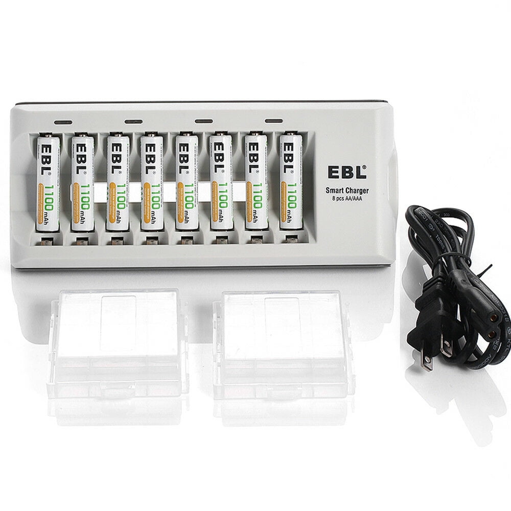 EBL Rechargeable AAA Batteries 12-Packs (ProCyco 1100mAh) with AA AAA Smart Battery Charger
