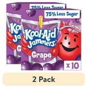 (2 pack) Kool-Aid Jammers Artificially Flavored Drink, 10 Pouches, for School Lunches and On-the-Go Hydration, Grape Flavor, Excellent Source of Vitamin C, 6 fl oz