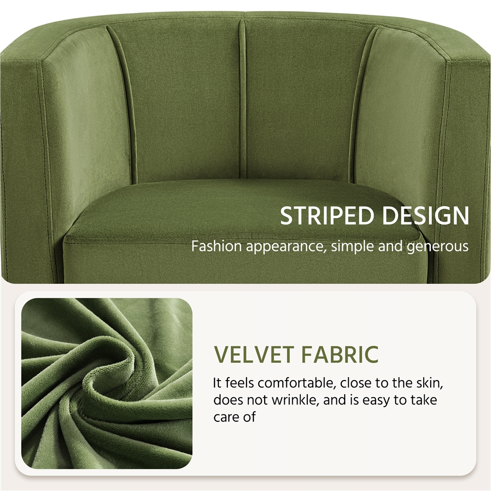 Alden Design Upholstered Barrel Accent Chair, Olive Green photo 6