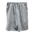thumbnail image 5 of AWARDER Men's Summer 2-Piece Set, Knitted Solid Color Jacquard Short Sleeve T-Shirt and Casual Shorts, Breathable Lounge Outfit For Spring and Summer Season,Light Gray,3XL, 5 of 9