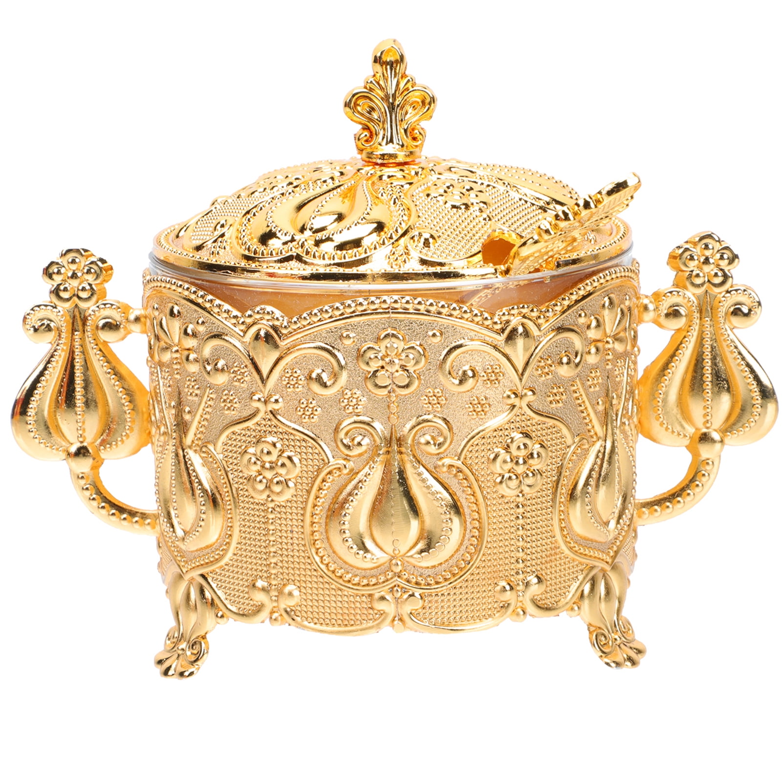 OUNONA Sugar Bowl Glass Container Holder Vintage Organizer Coffee Gold Salt Packet Shelves