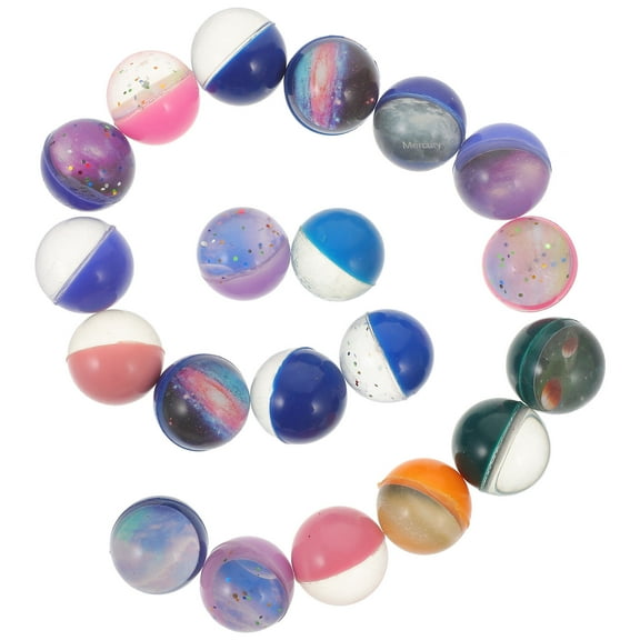 Niceauty 20Pcs Assorted Color Bouncy Balls Space Theme Birthday Party Favors for Home Use