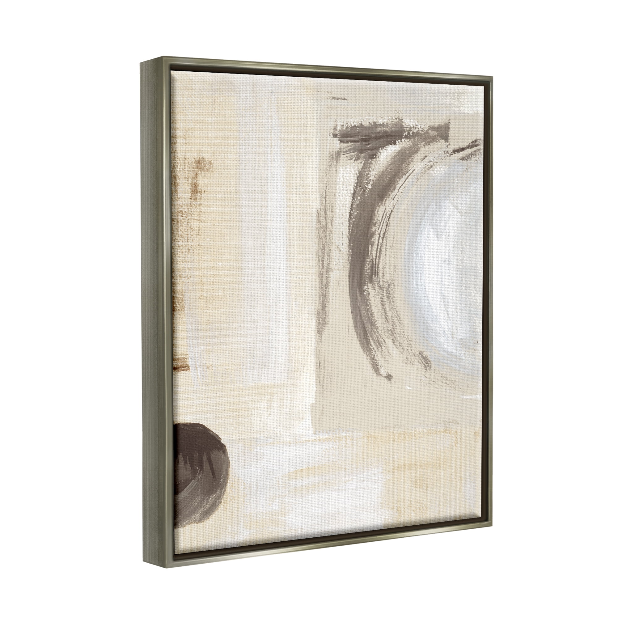 Stupell Industries Earth Tone Brushed Paint Abstract Painting Gray Floater Framed Canvas Art Print Wall Art, 25 x 31