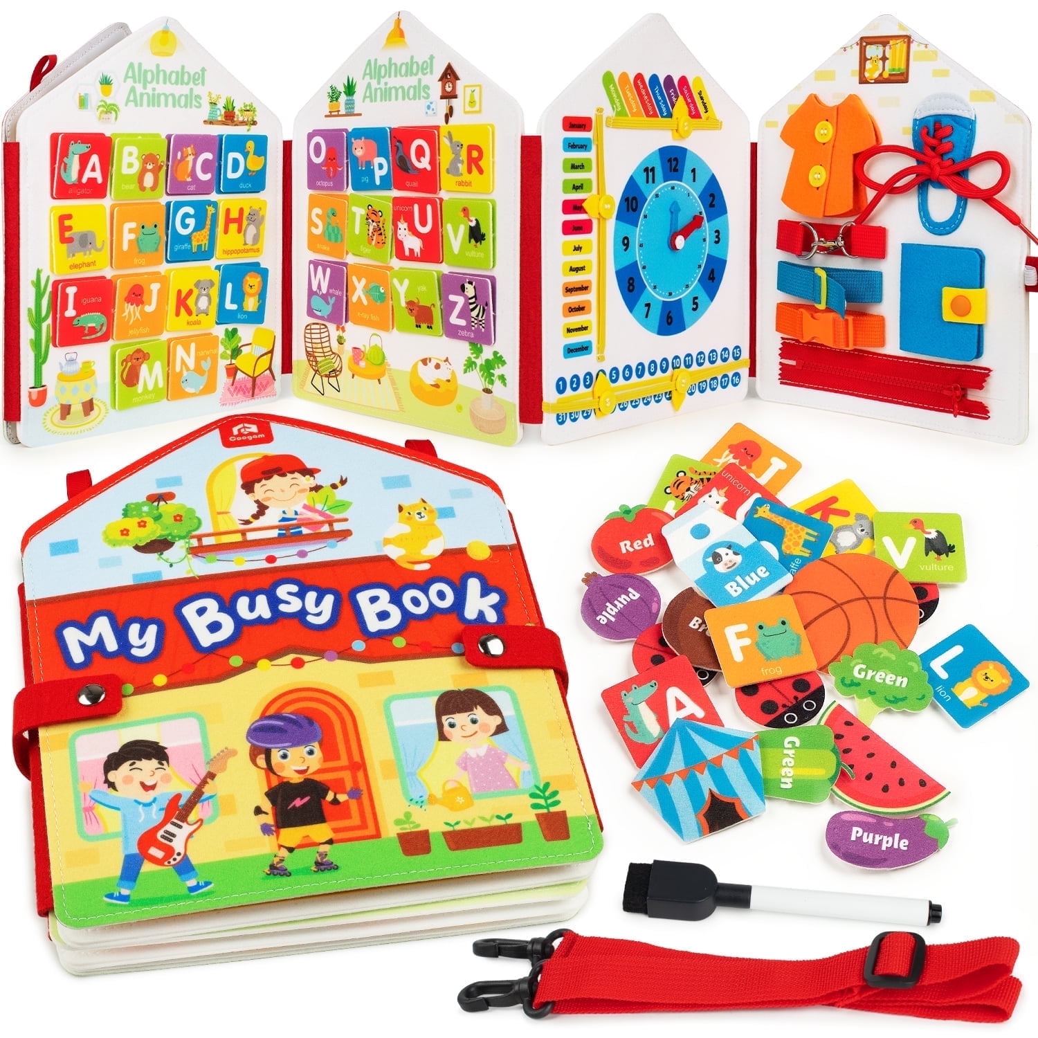 Coogam Toddler Felt Montessori Busy Book Preschool Learning Educational Toy for 3 4 5 Year Old