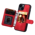 thumbnail image 2 of SaniMore Wallet Case for iPhone 14 6.1" 2022, Flip Cash Pocket Card Slots Kickstand PU Leather Skin Wear-resistant Retro Shockproof Anti-drop Cover For iPhone 14 6.1" 2022, Red, 2 of 5