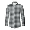 thumbnail image 3 of Mens Long Sleeve Button Down Shirts Plaid Slim Fit Top Blouse Fashion Work Shirts For Men Black XXL, 3 of 3