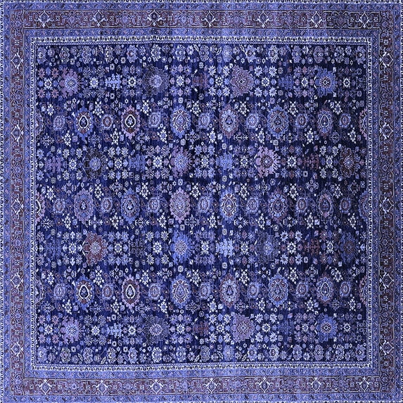 Ahgly Company Indoor Square Oriental Blue Traditional Area Rugs, 6' Square