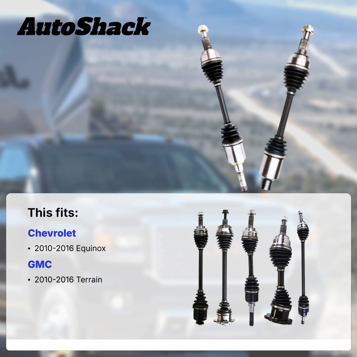AutoShack Front CV Axle Shaft Assemblies for Chevrolet & GMC, Equinox 2010-2016 Terrain 2010-2016, AWD FWD L4 2.4L, Left and Right, Pair