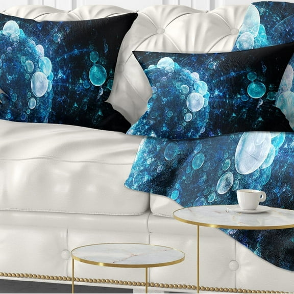 Designart Blue Spherical Water Drops - Floral Throw Pillow - 12x20