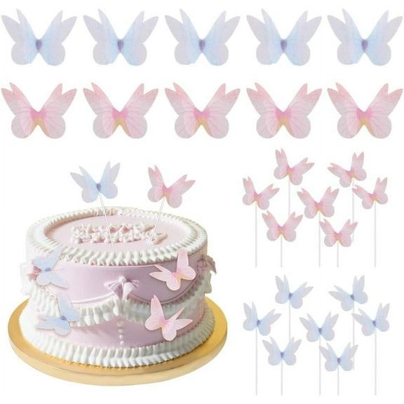 Colorful 30Pcs Butterfly Cake Decoration Pink Blue Butterfly Cake Toppers 3D Butterfly Cupcake Topper for Birthday Wedding Party Cake Decoration Butterfly Bouquet Decor Colorful DIY