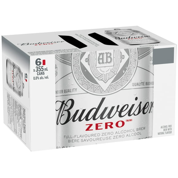 Budweiser Zero Non-Alcoholic Beer 6x355ml Cans, 0.0% Fully Brewed Non-Alcoholic Beer