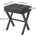 thumbnail image 3 of Square Makeup Stool with X-Leg Foot Rest, PU Footrest, Ottoman Seat Vanity Stool, Multi-Use as Small Side Table, for Bedroom, Living Room, Black LG-71B, 3 of 15