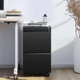 thumbnail image 4 of Lockable Metal Rolling File Cabinet With 2 Drawers - Fits Legal/letter/a4 Docs, Fully Assembled Black Office Addition Drawer Mobile Security Lock Stores Files, Unit, 4 of 6