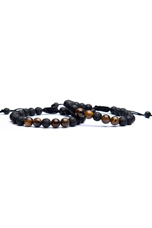 Healing Natural Gemstone Yoga Meditation 8mm Beads Bracelet Reiki Anxiety Stress Relief Balancing Lava Wrist Band Unisex Adjustable Bracelet Gift