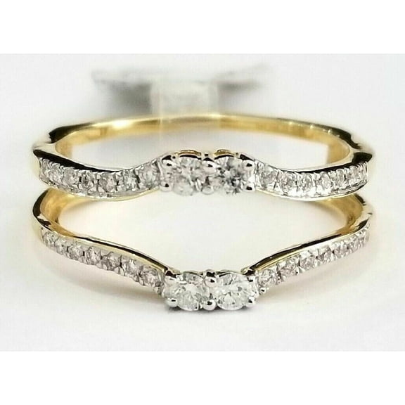 Dreamofdazzles Jewels 2.00 Ct Round Cut Diamond Womens Wedding Enhancer Guard Wrap Ring 14K Yellow Gold Plated 925 Sterling Silver -8.5