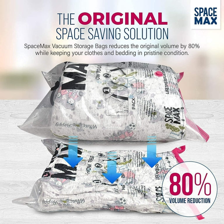  Large 6 Pack  SPACE MAX Premium Space Saver Vacuum Storage Bags  - Save 80% More Storage Space - Reusable, Double Zip Seal & Leak Valve,  Includes Travel Hand Pump : Home & Kitchen