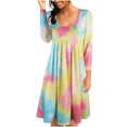 thumbnail image 1 of Moda mujer estampado cuello redondo Sexy tanque vestido manga larga básico Midi Club vestido Pompotops hdfakjf4646, 1 of 1